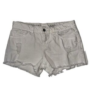 Vans Vintage Mini Denim Shorts Off White Women’s Size 9 Light Wash Mid Rise Raw